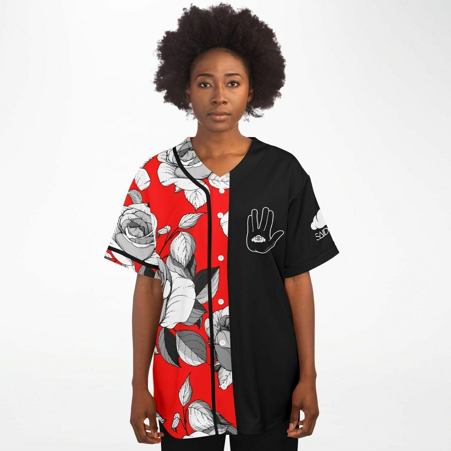 Rezz Red Split Grayscale Rave Baseball Jersey