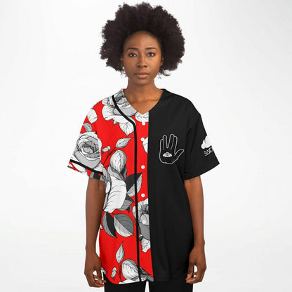 Rezz Red Split Grayscale Rave Baseball Jersey