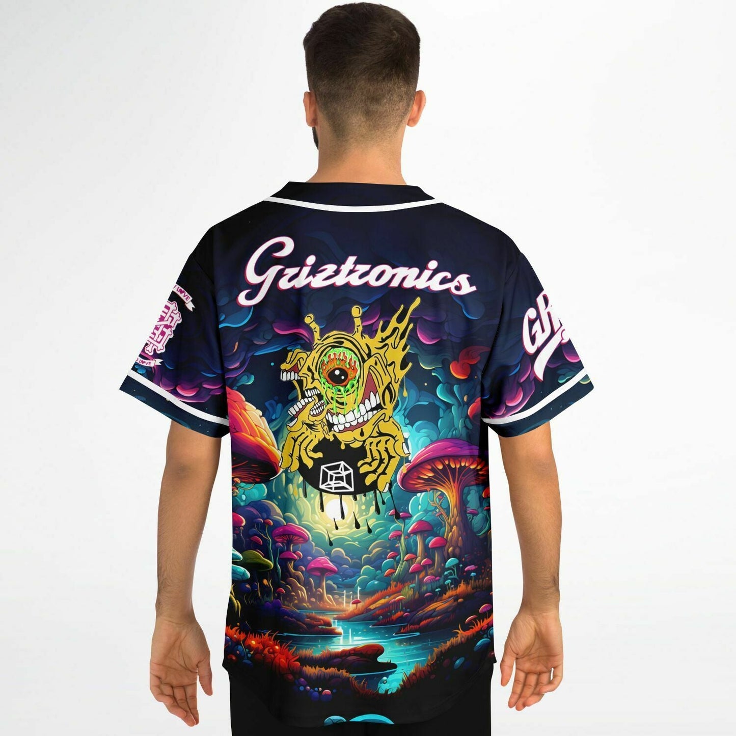 Subtronics Deep Navy Psychedelic Glowing Rave Baseball Jersey