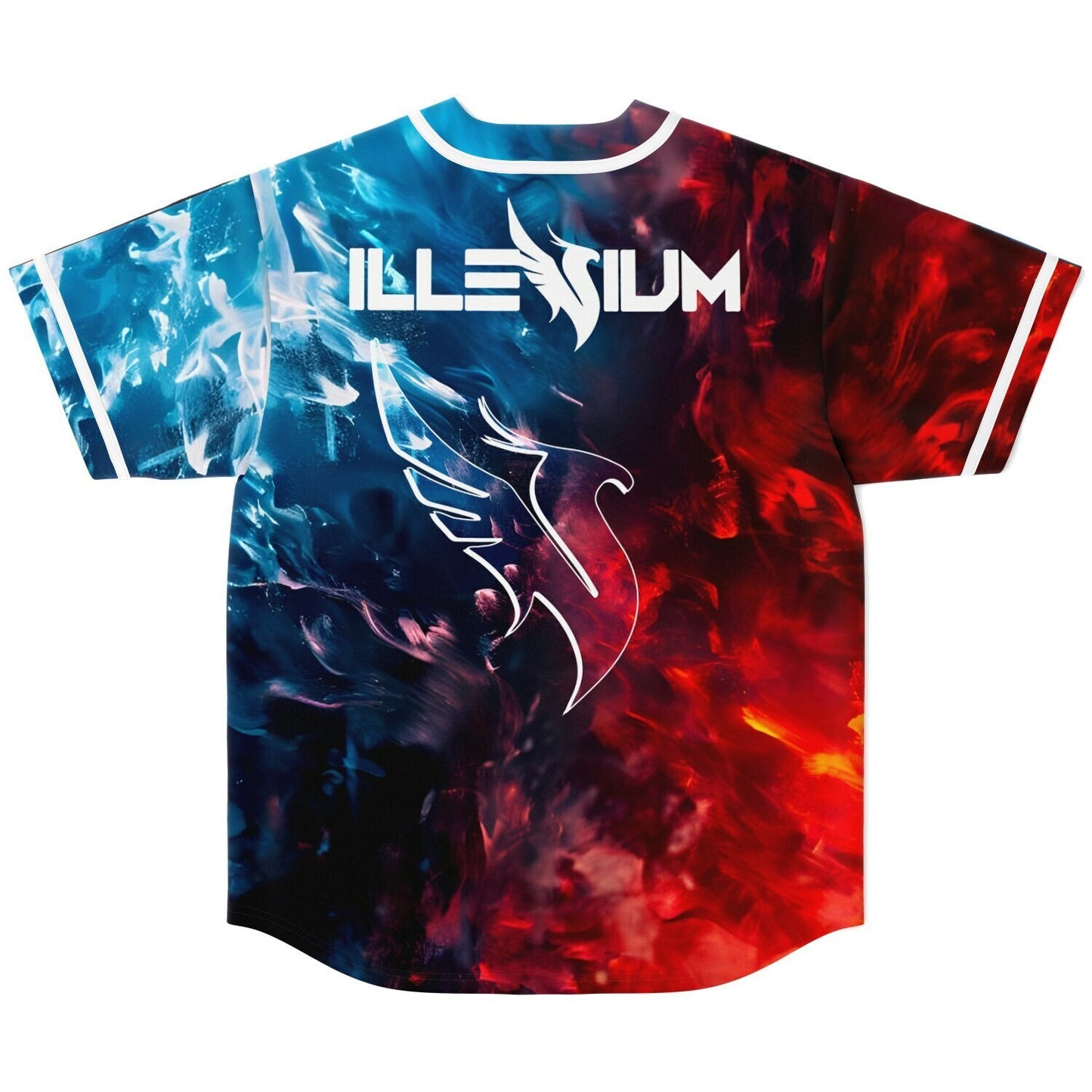 Illenium Split Blue Swirling Red Rave Baseball Jersey