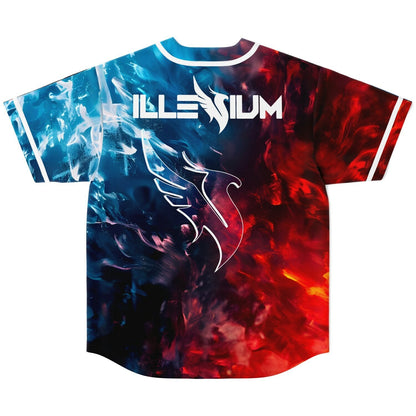 Illenium Split Blue Swirling Red Rave Baseball Jersey