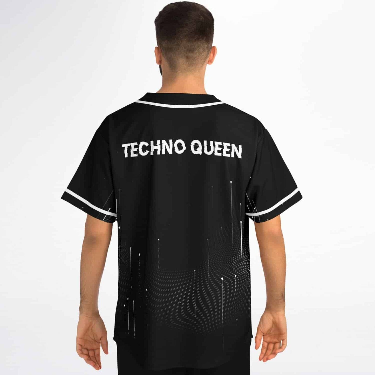 Black White Halftone Rave Baseball Jersey