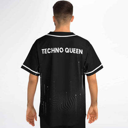 Black White Halftone Rave Baseball Jersey