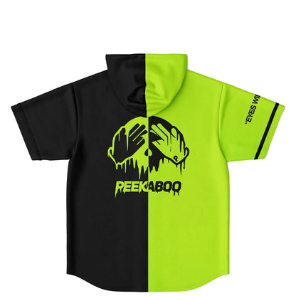 wide open Hooded Baseball Jersey