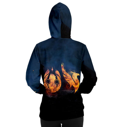 Flaming Heart Navy Ember Rave Hoodie