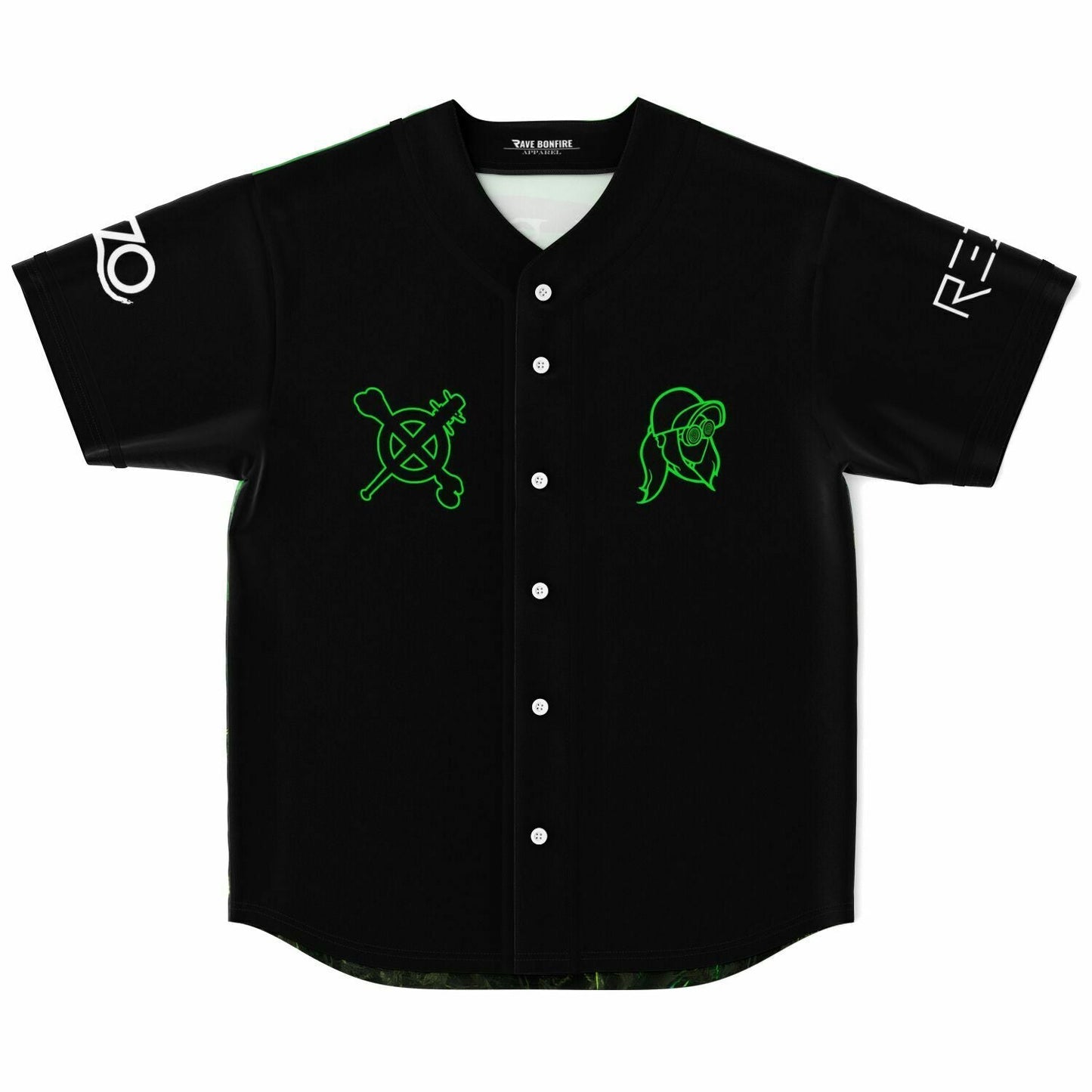 REZZ Black Green Outline Rave Baseball Jersey