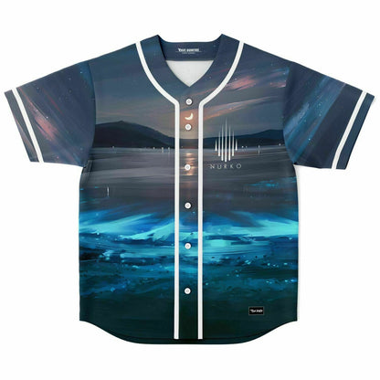 NURKO Dark Navy Nighttime Lakeside Rave Baseball Jersey