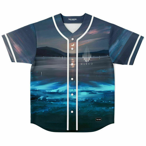 NURKO Dark Navy Nighttime Lakeside Rave Baseball Jersey