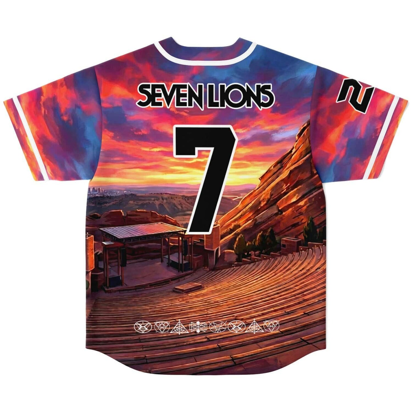 Seven Lions Fiery Sunset Painted Red Rave Baseball Jersey