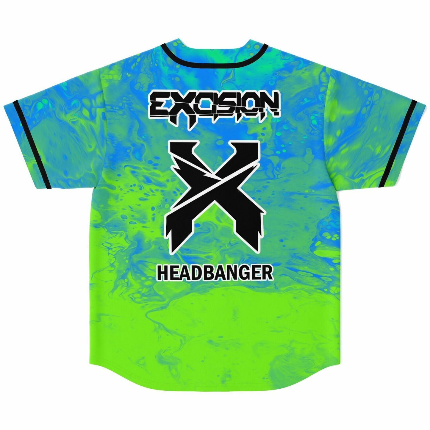 Excision Bright Lime Fluid Paint Rave Baseball Jersey