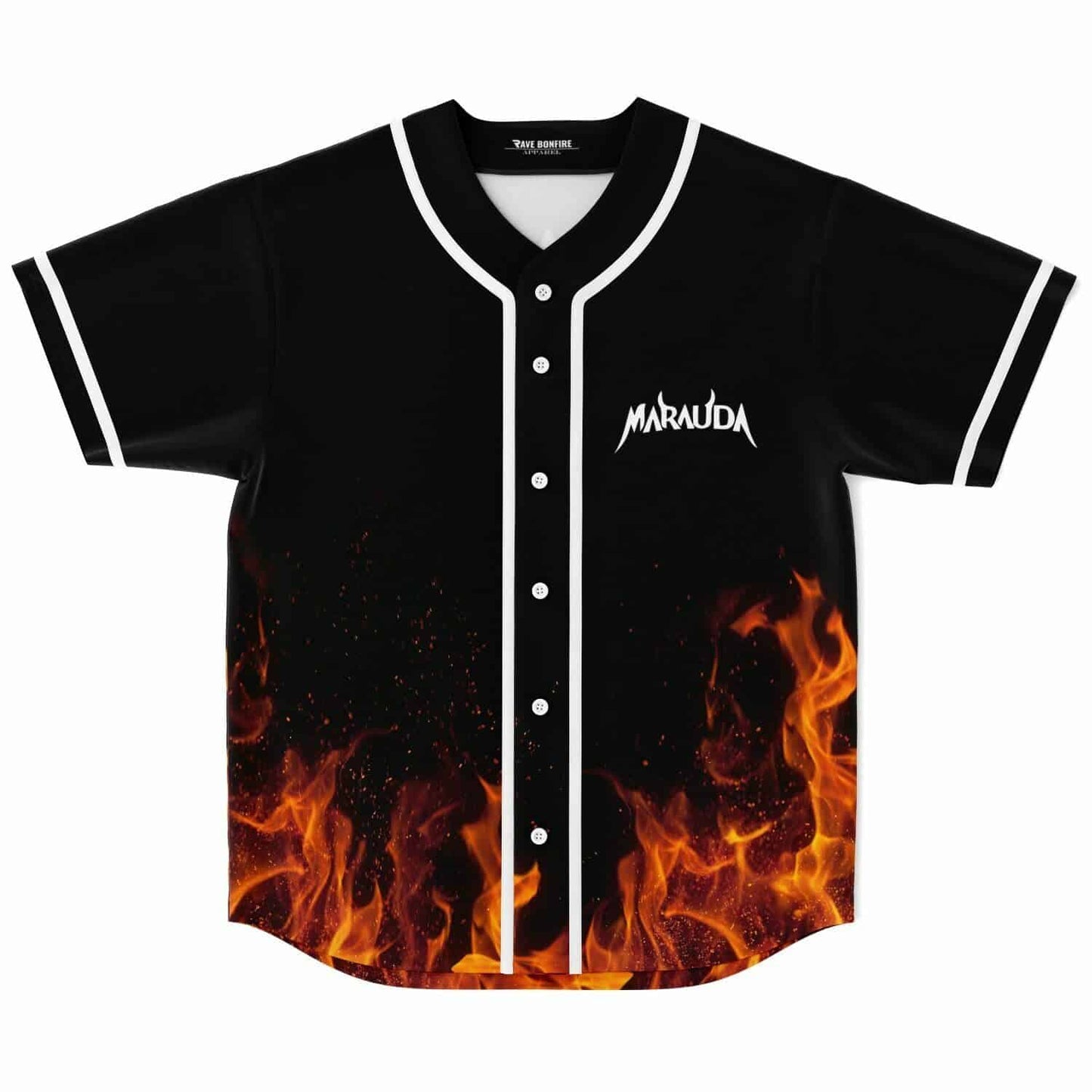 MARAUDA Black Flames Rave Baseball Jersey