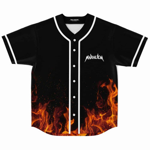 MARAUDA Black Flames Rave Baseball Jersey