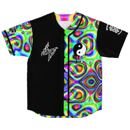 Black Split Kaleidoscopic Liquid Rave Baseball Jersey