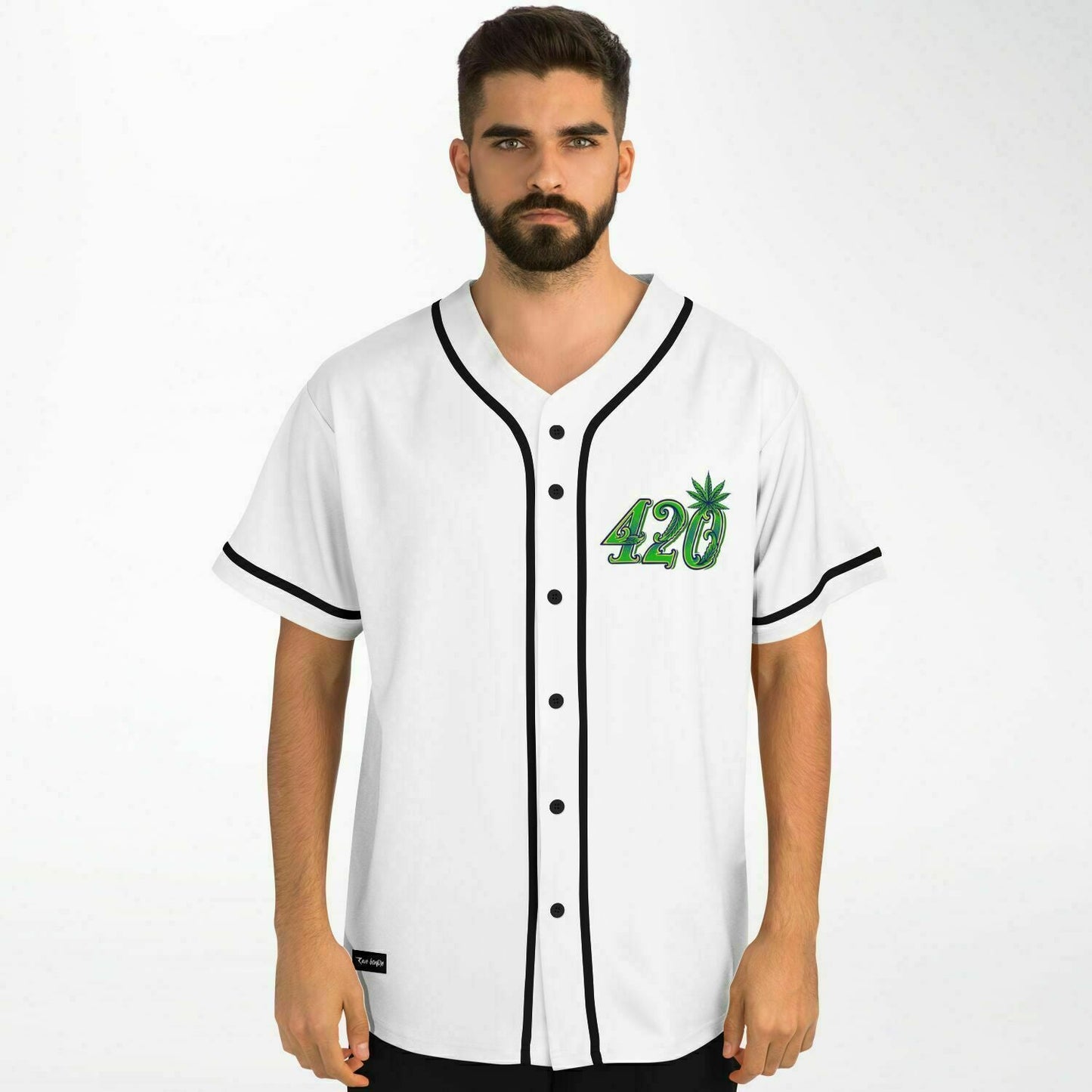 White Cannabis Leaf Rave Baseball Jersey