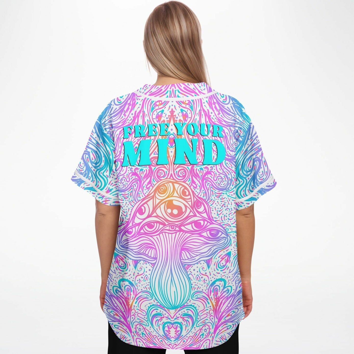 Pastel White Psychedelic Mushroom Rave Baseball Jersey