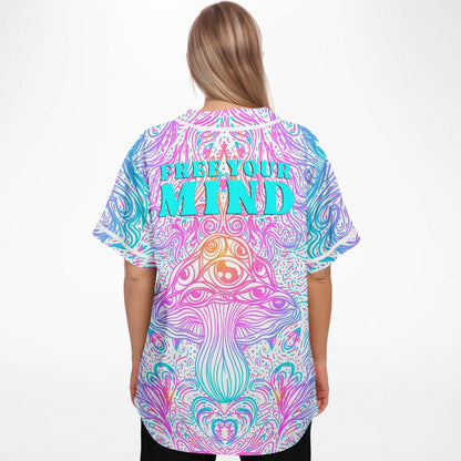 Pastel White Psychedelic Mushroom Rave Baseball Jersey