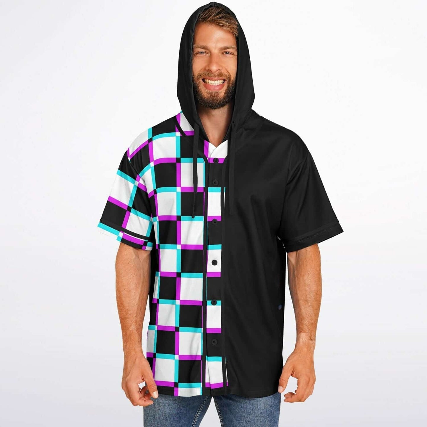 Black Rave Hooded Baseball Jersey