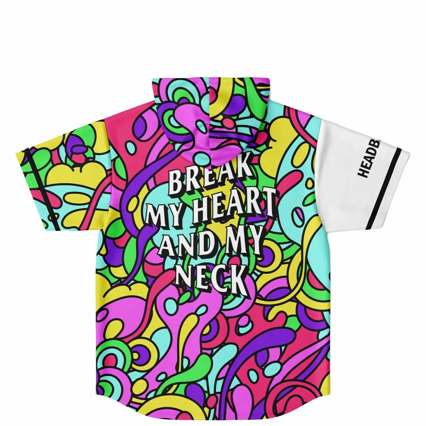 White Abstract Psychedelic Rave Hooded Baseball Jersey