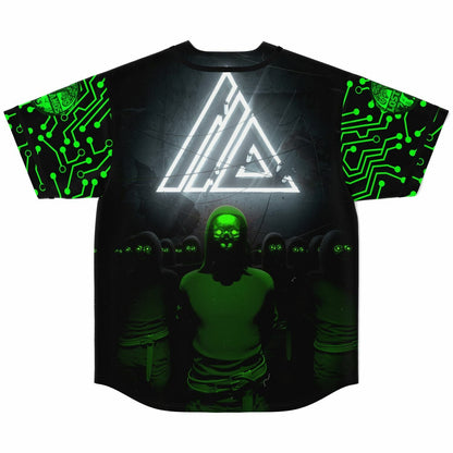 Black Glowing Interlocking Rave Baseball Jersey