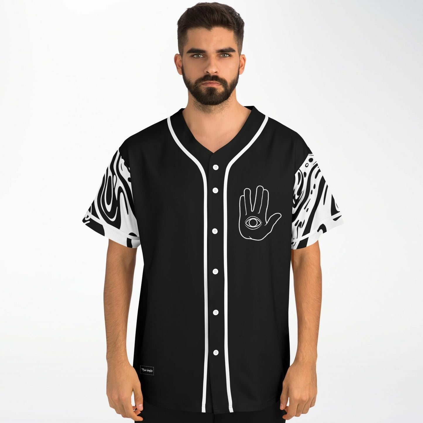 Black Body Outlined Open Rave Baseball Jersey