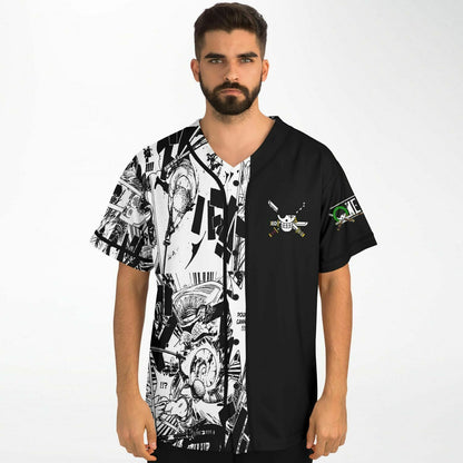 Black White Split Panel Rave Baseball Jersey
