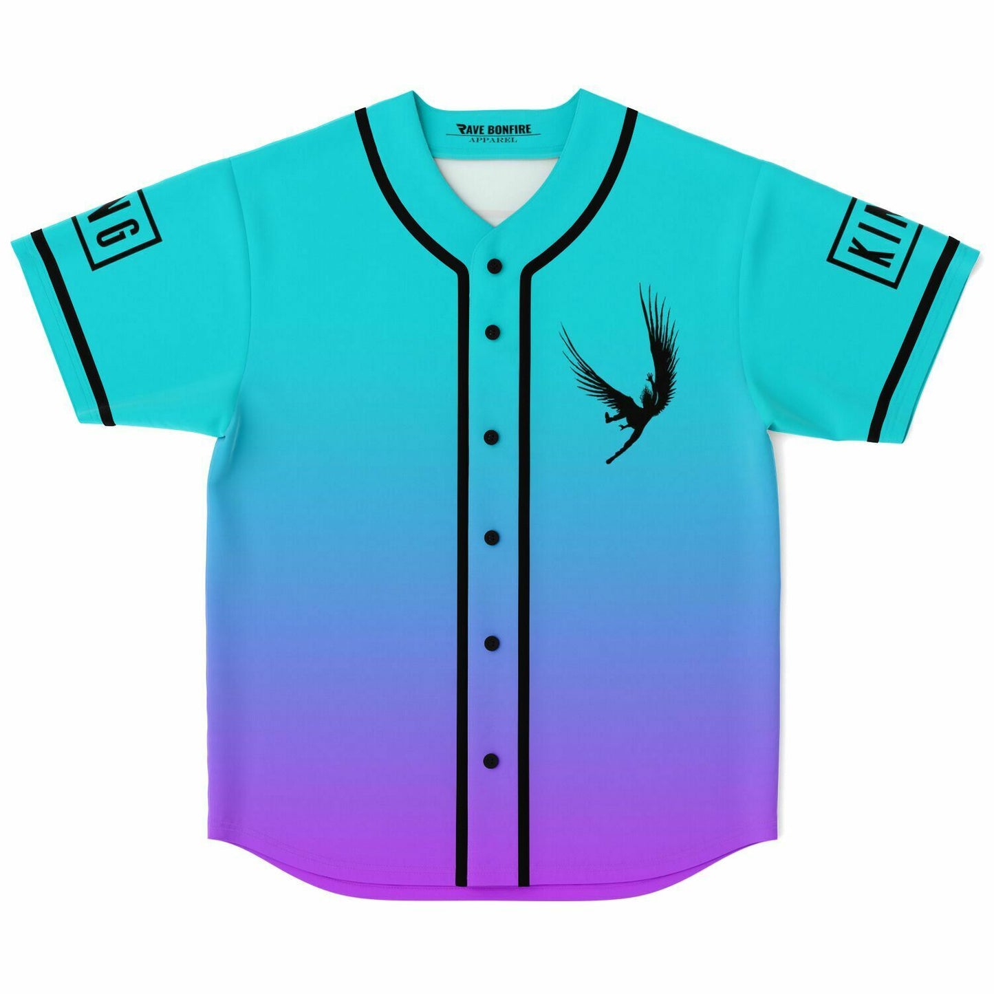 Sullivan King Teal Purple Winged Eagle Rave Baseball Jersey