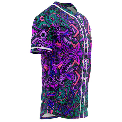 Purple Grinning Skull Rave Baseball Jersey