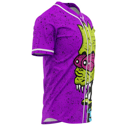Bright Purple Cartoon Zombie Rave Baseball Jersey