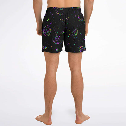 Black Outer Space Rave Swim Trunks