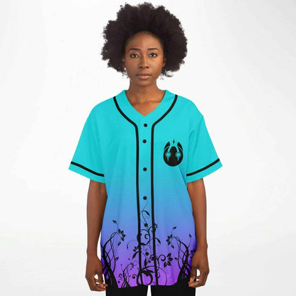 DABIN Turquoise Black Floral Rave Baseball Jersey