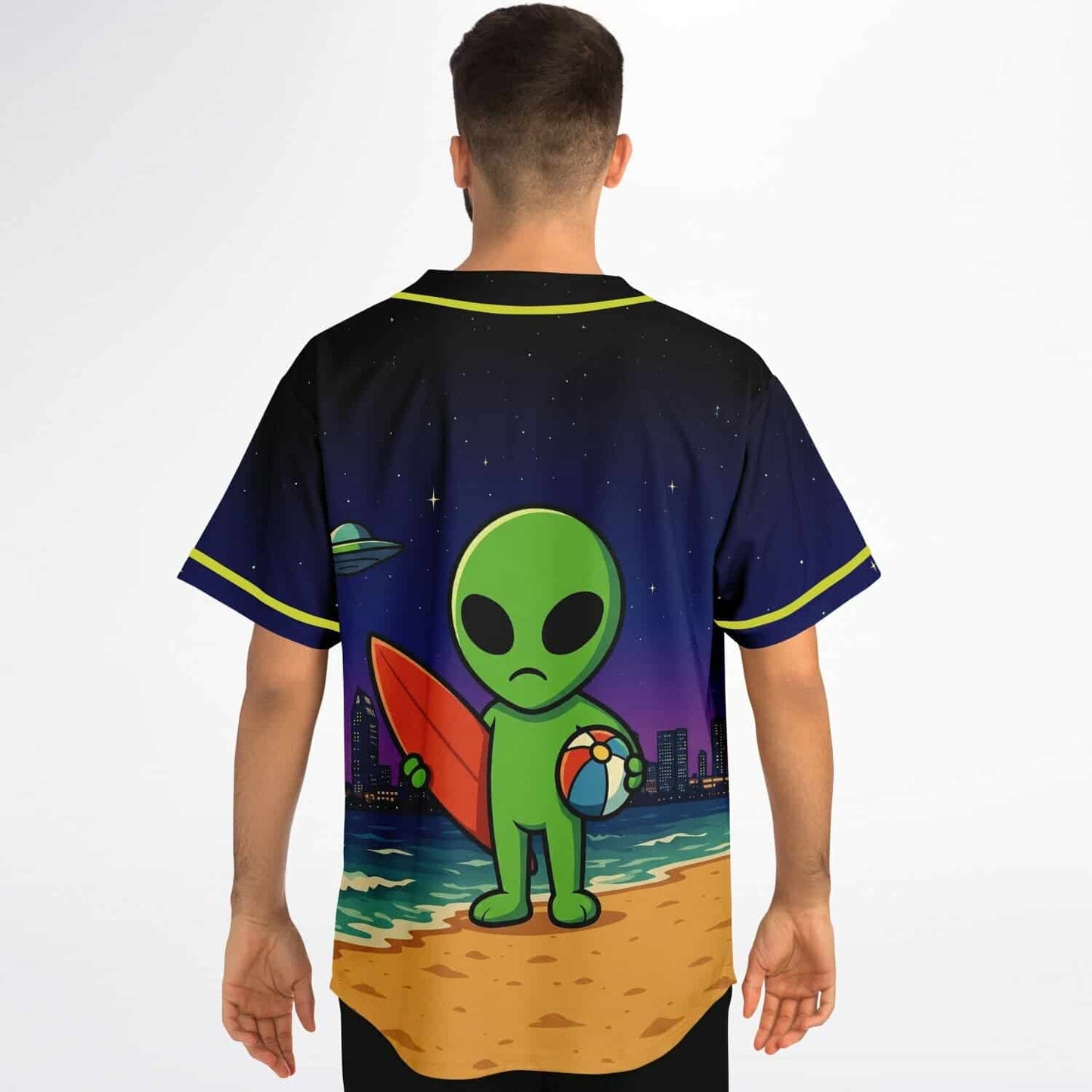 Navy Blue Cartoon Night Rave Baseball Jersey