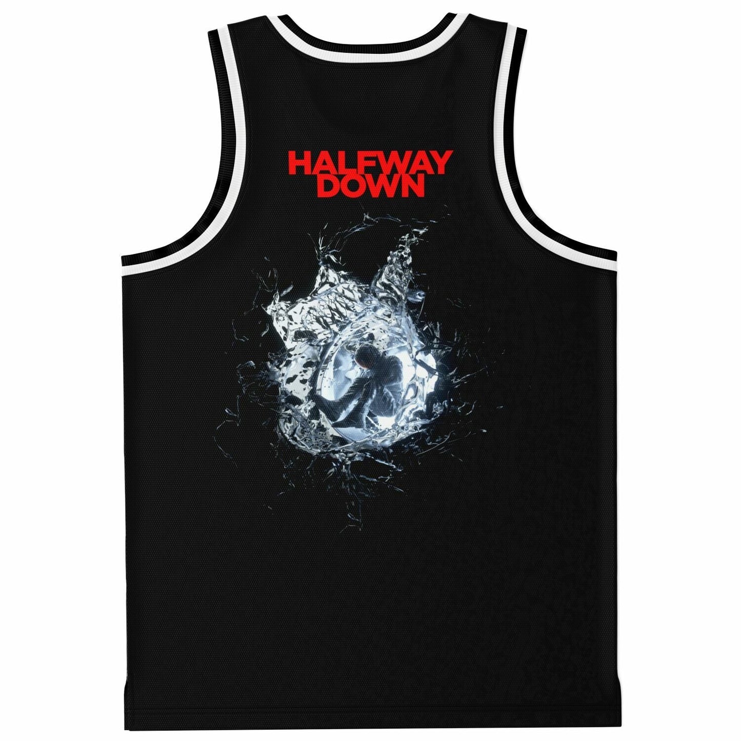Slander Black Wordmark Above Rave Basketball Jersey