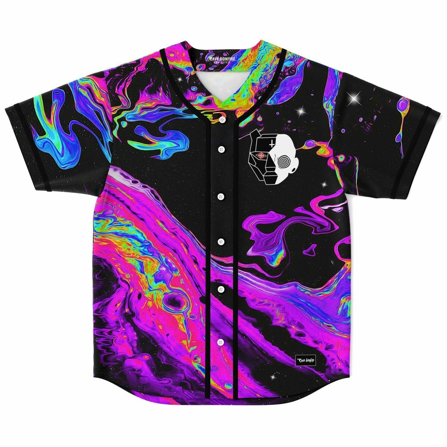 Black Trippy Oil Rave Baseball Jersey