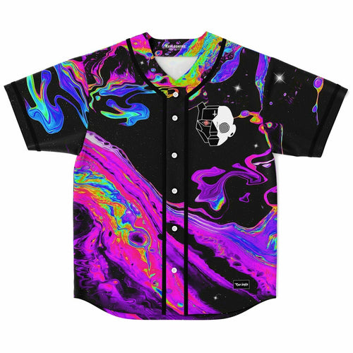 Black Trippy Oil Rave Baseball Jersey
