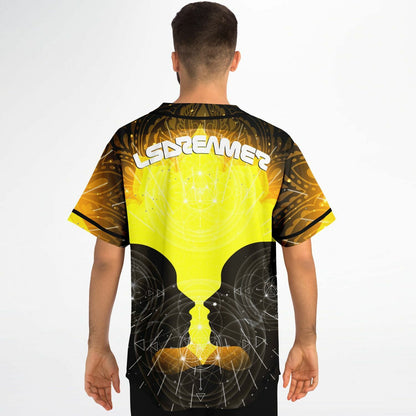 LSDREAM Yellow Black Glowing Lotus Rave Baseball Jersey