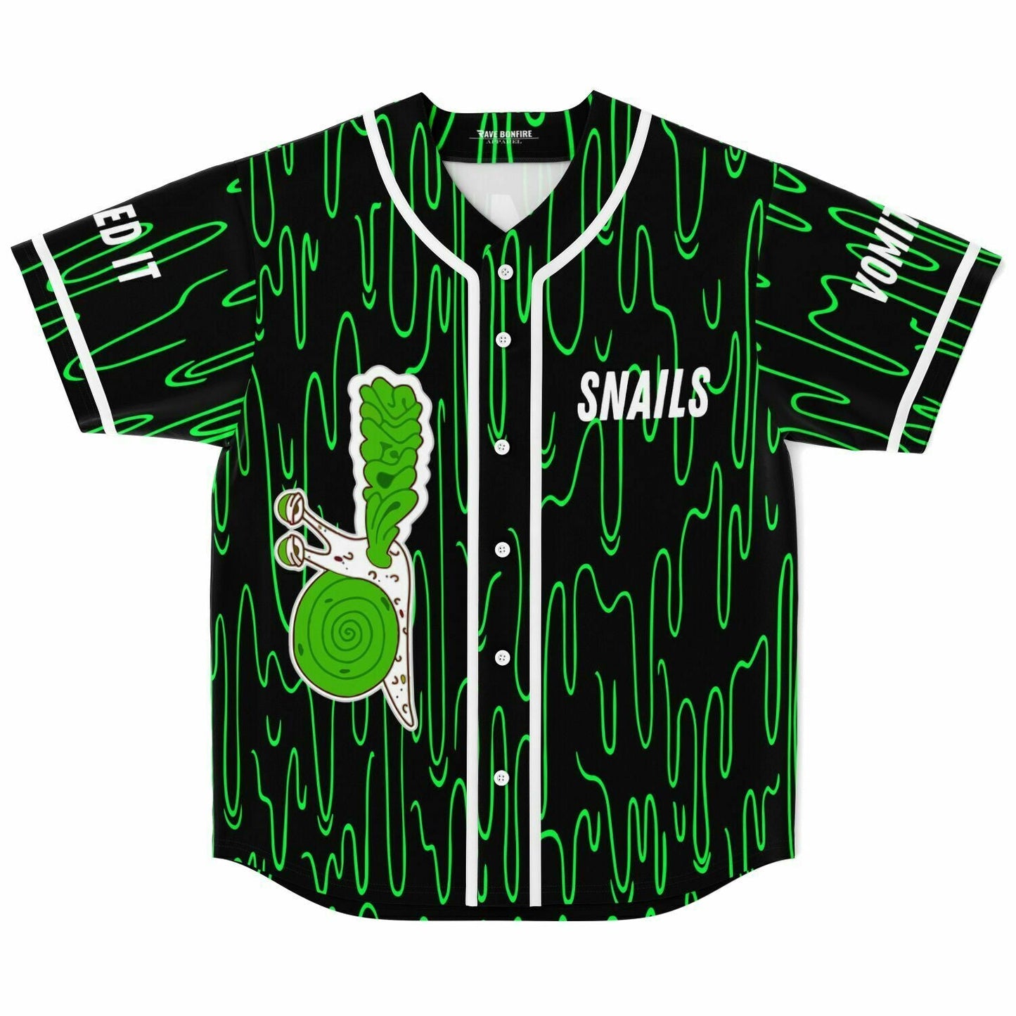 Snails Black Green Dripping Rave Baseball Jersey