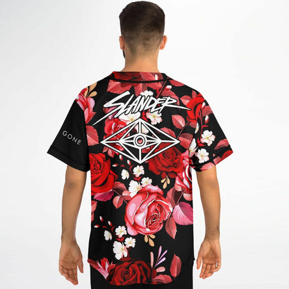 Slander Black Realistic Red Rave Baseball Jersey