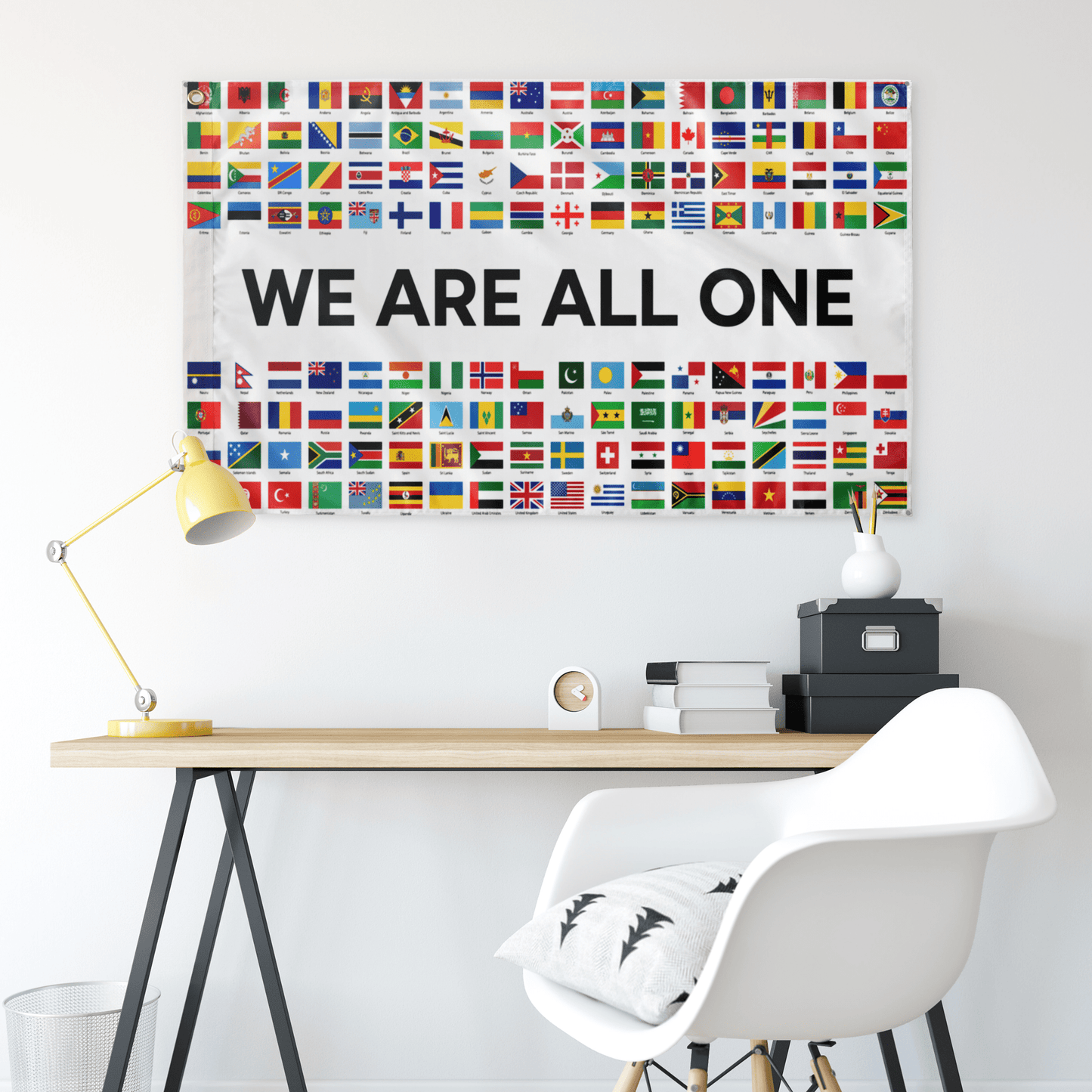 White Grid World Rave Flag