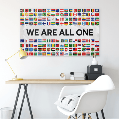 White Grid World Rave Flag