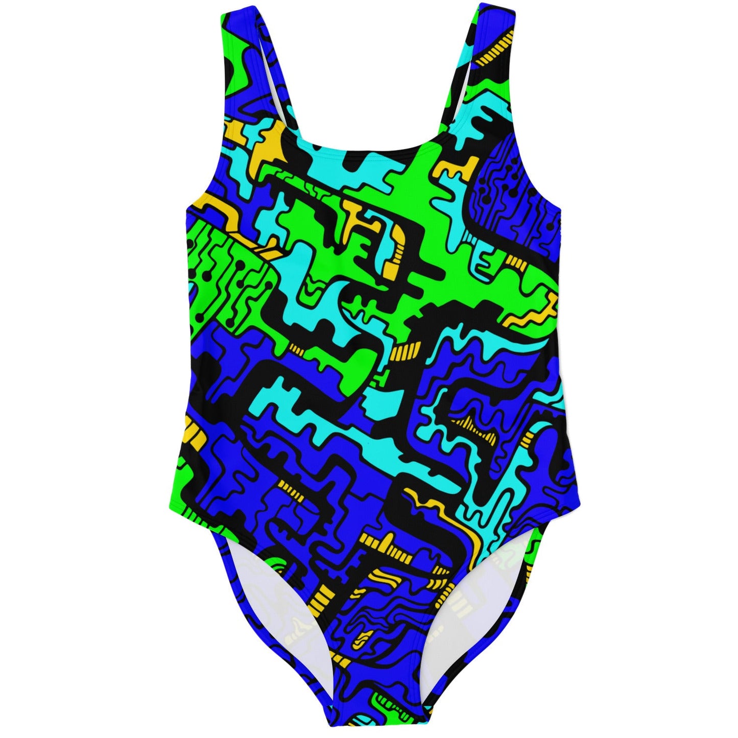 Royal Blue Abstract Squiggly Rave Swimsuit