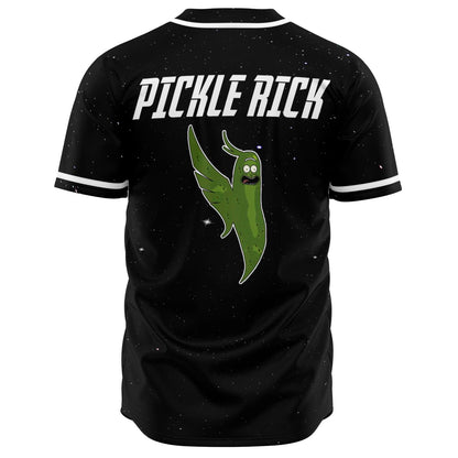 Black Galaxy Pickle Rick Rave Baseball Jersey
