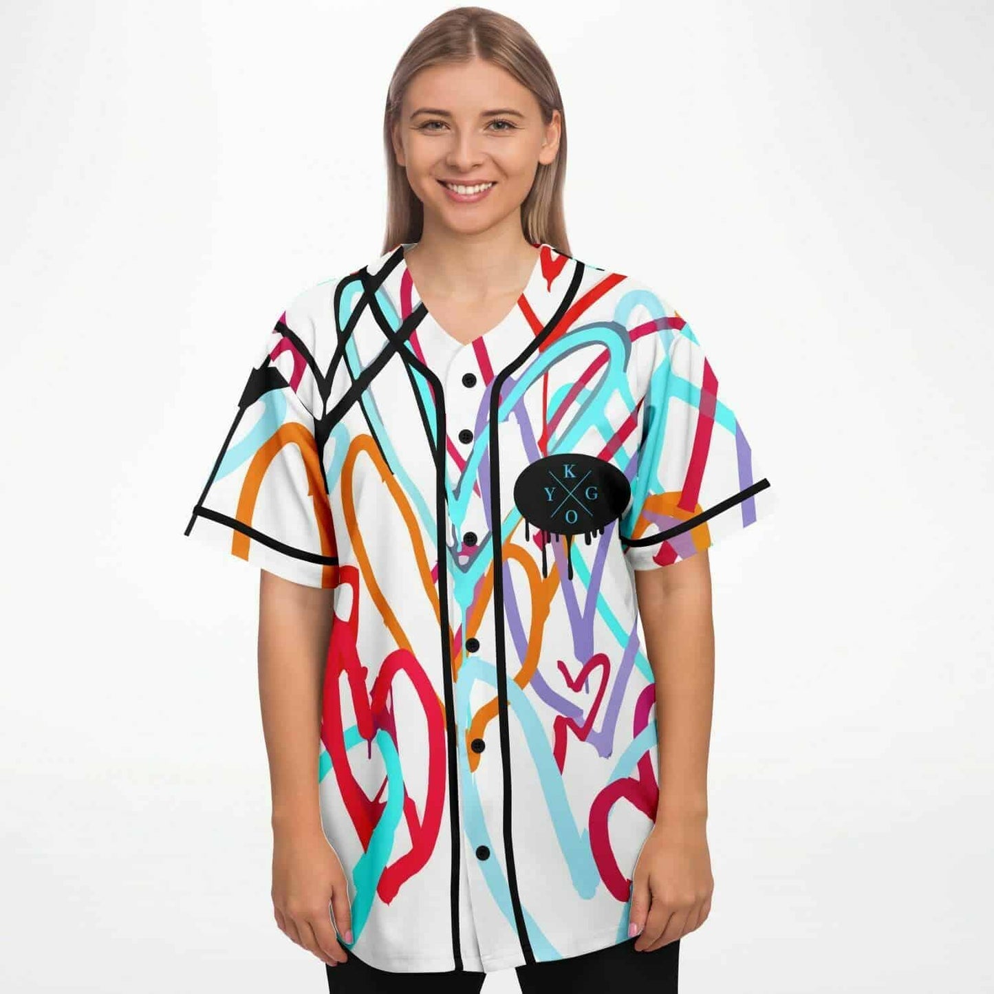 Kygo White Colorful Scribbled Rave Baseball Jersey
