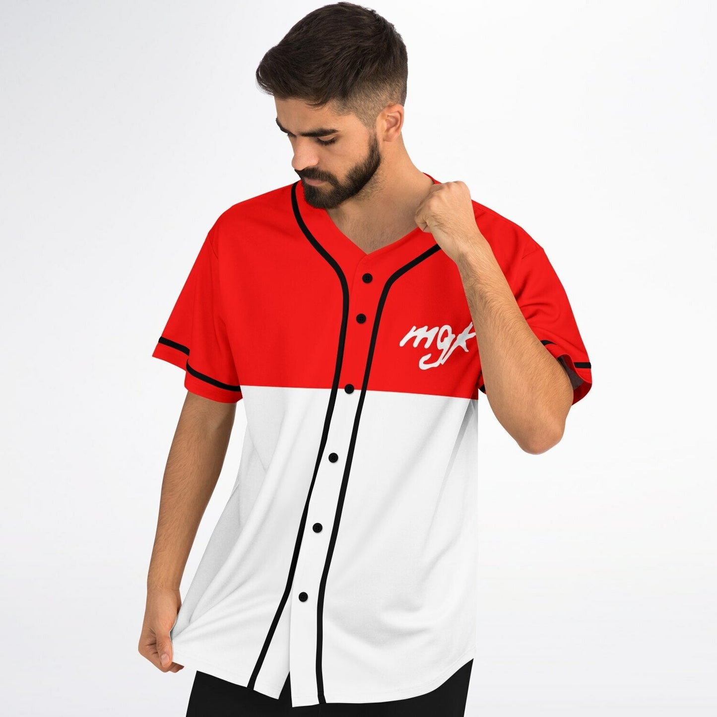 mgk Red White Block Baseball Rave Baseball Jersey