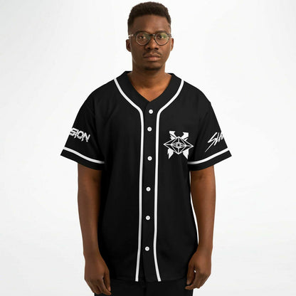 Excision Black Geometric Ornate Rave Baseball Jersey