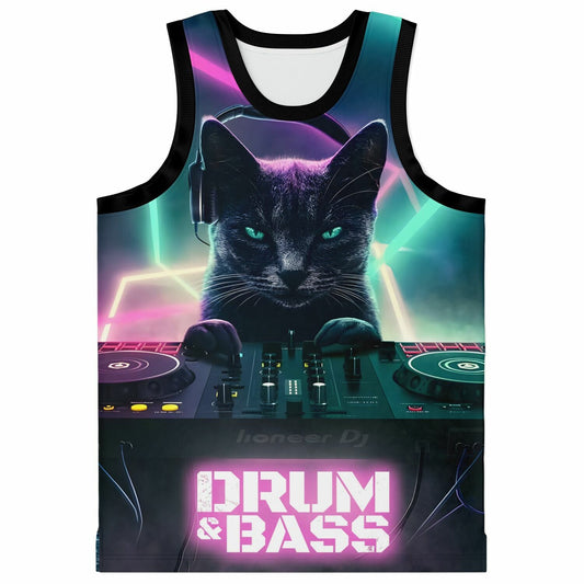 Dark Teal Black Cat Rave Basketball Jersey