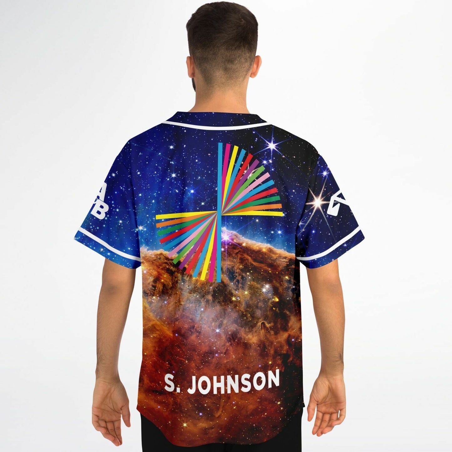 Deep Blue Photographic Cosmic Rave Baseball Jersey