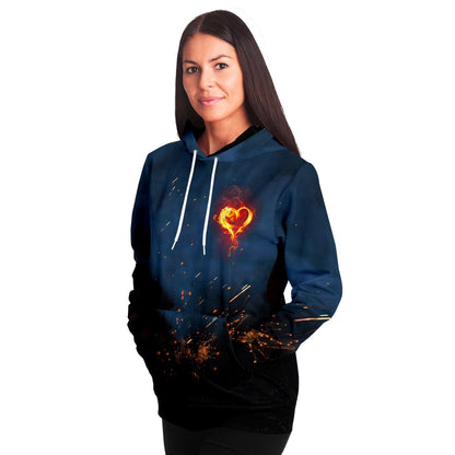 Flaming Heart Navy Ember Rave Hoodie