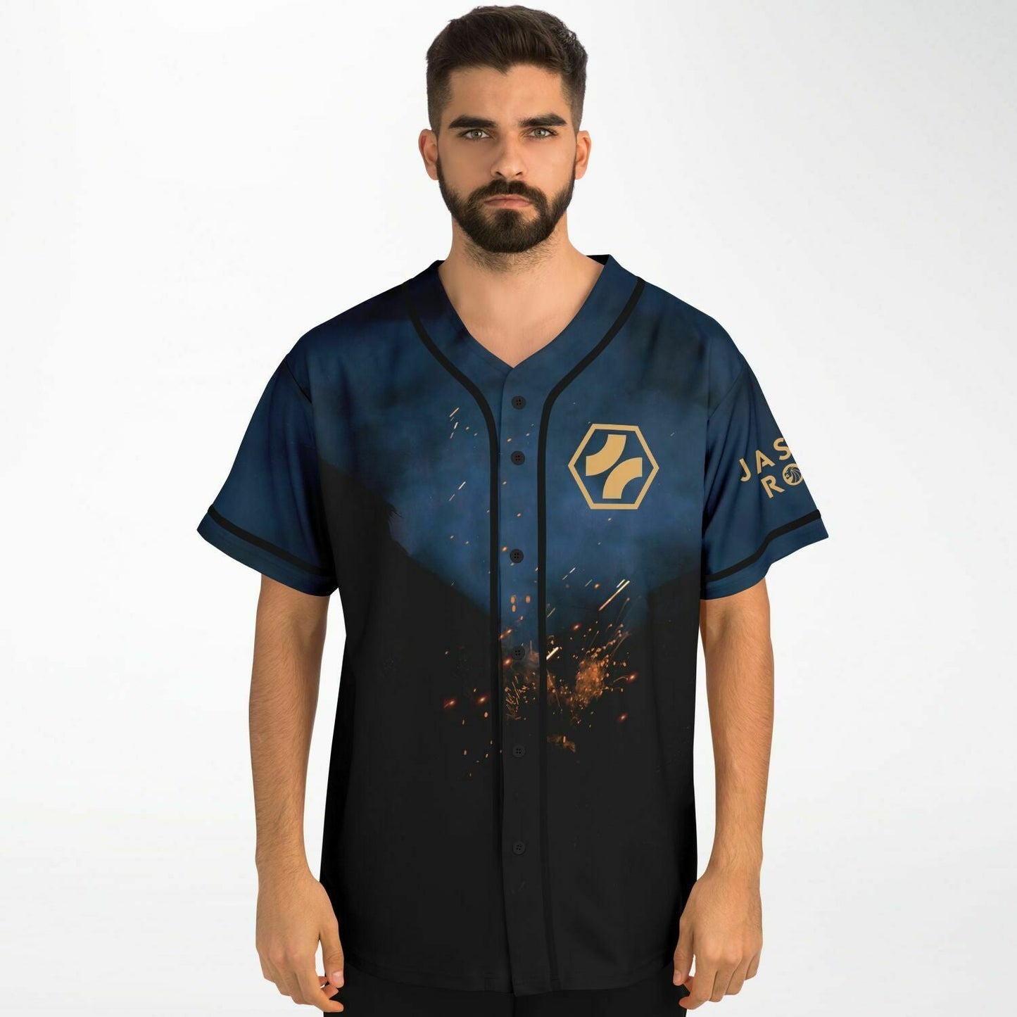 Seven Lions Navy Blue Fiery Lion Rave Baseball Jersey