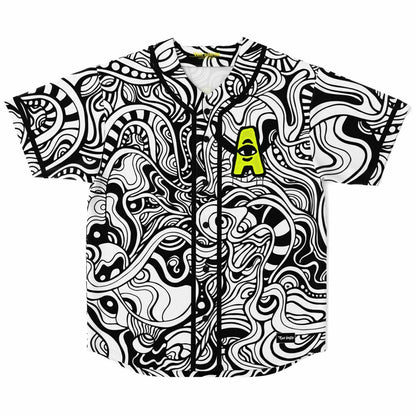 Audiffred Black White Dense Psychedelic Rave Baseball Jersey