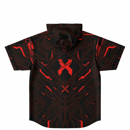 Black Cyber Circuit Rave Hooded Baseball Jersey